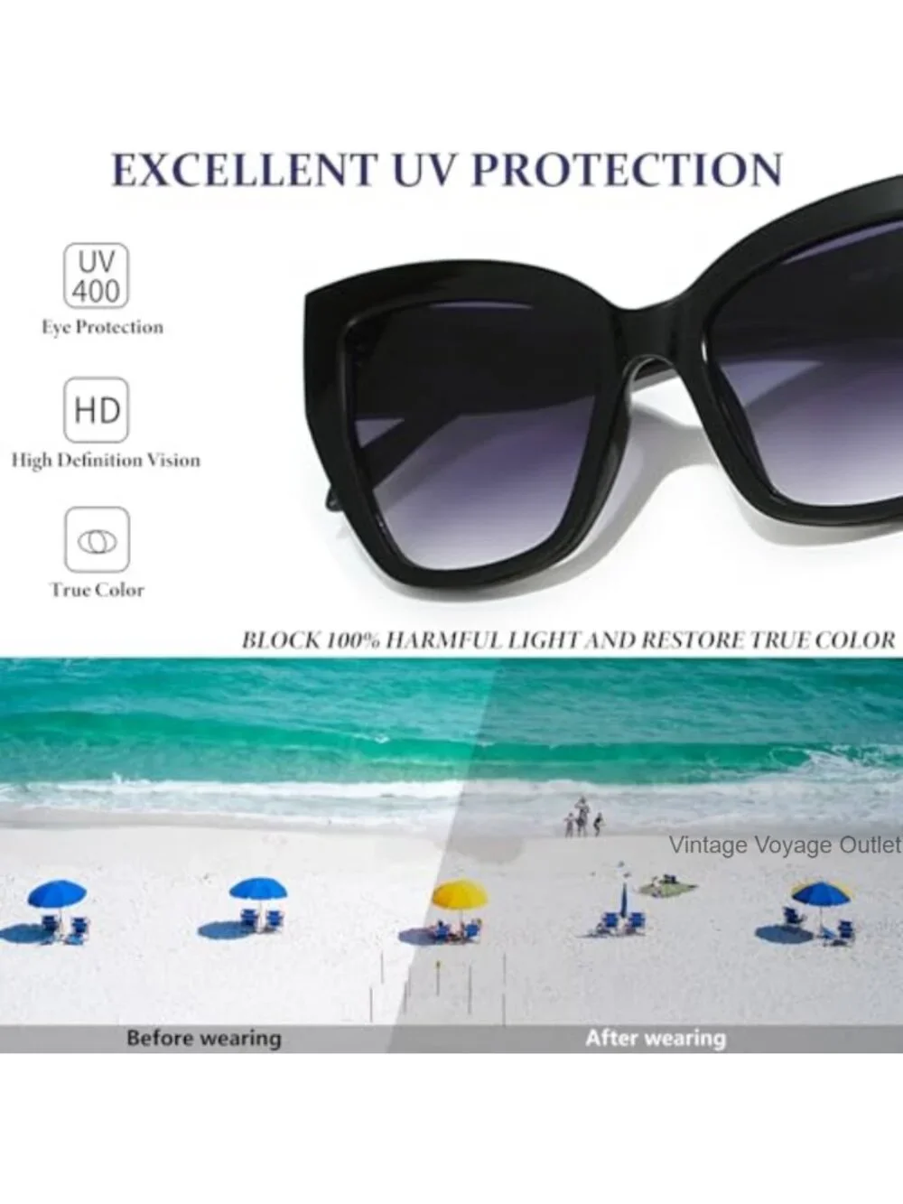 Oversized Cat Eye Sunglasses Women Fashion UV400 Protection Acetate Frame